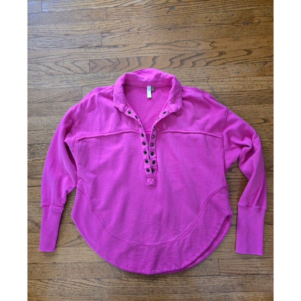Anthropologie Pilcro Pink Grommet Embellished Oversized Pullover Sweatshirt XS